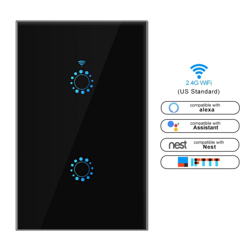 iOS Android App Google Home 3 Gang, 2pcs, weiß Smart WiFi Touch Schalter Glas Panel unterstützt  Alexa 